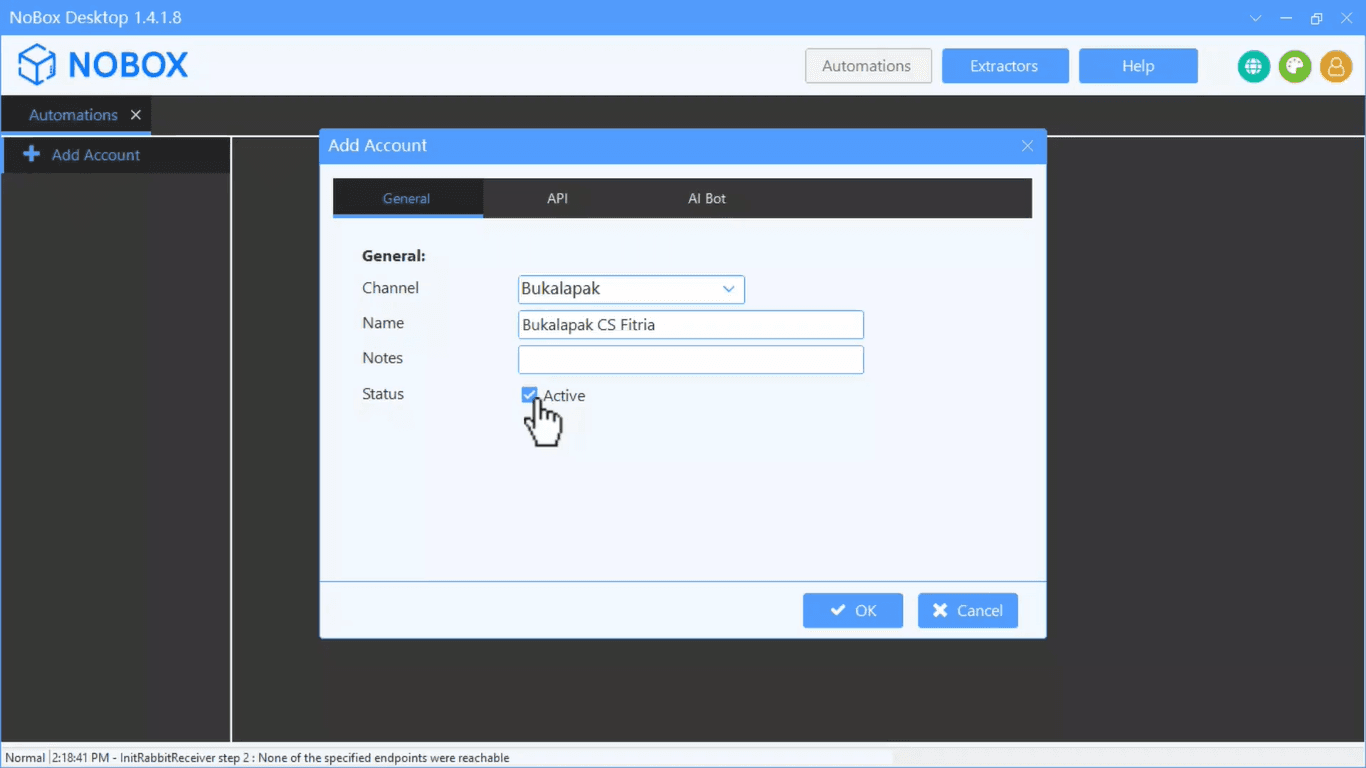 Tampilan Dasbor NoBox