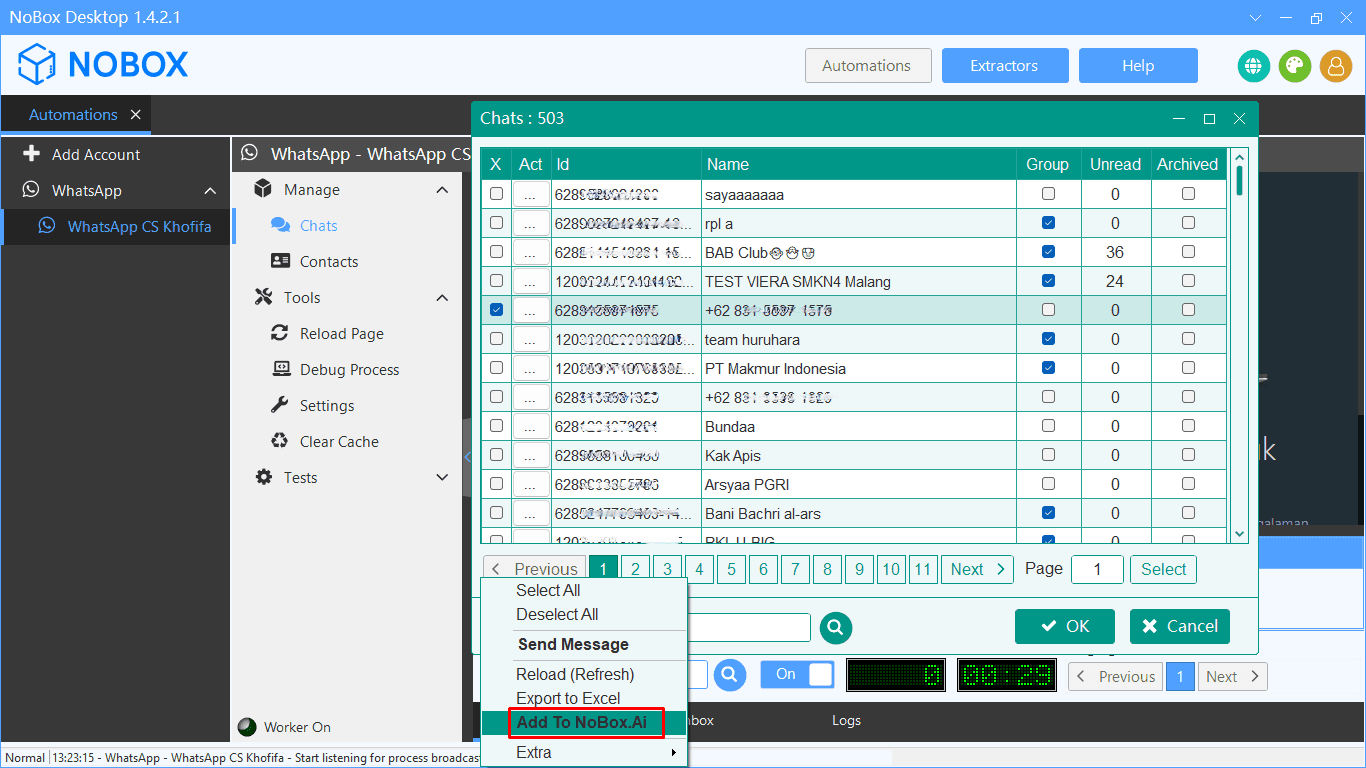 Tampilan Dasbor NoBox