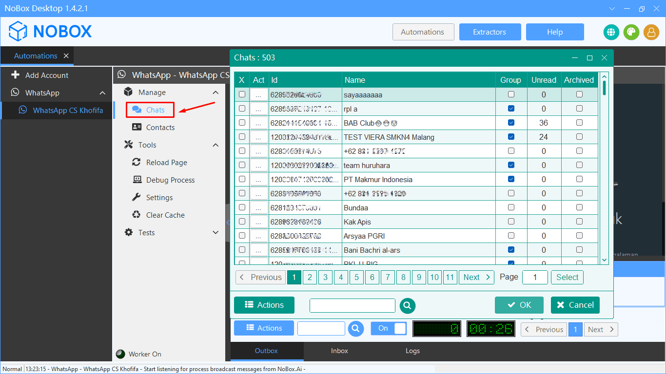Tampilan Dasbor NoBox