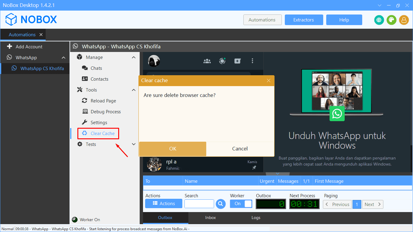 Tampilan Dasbor NoBox