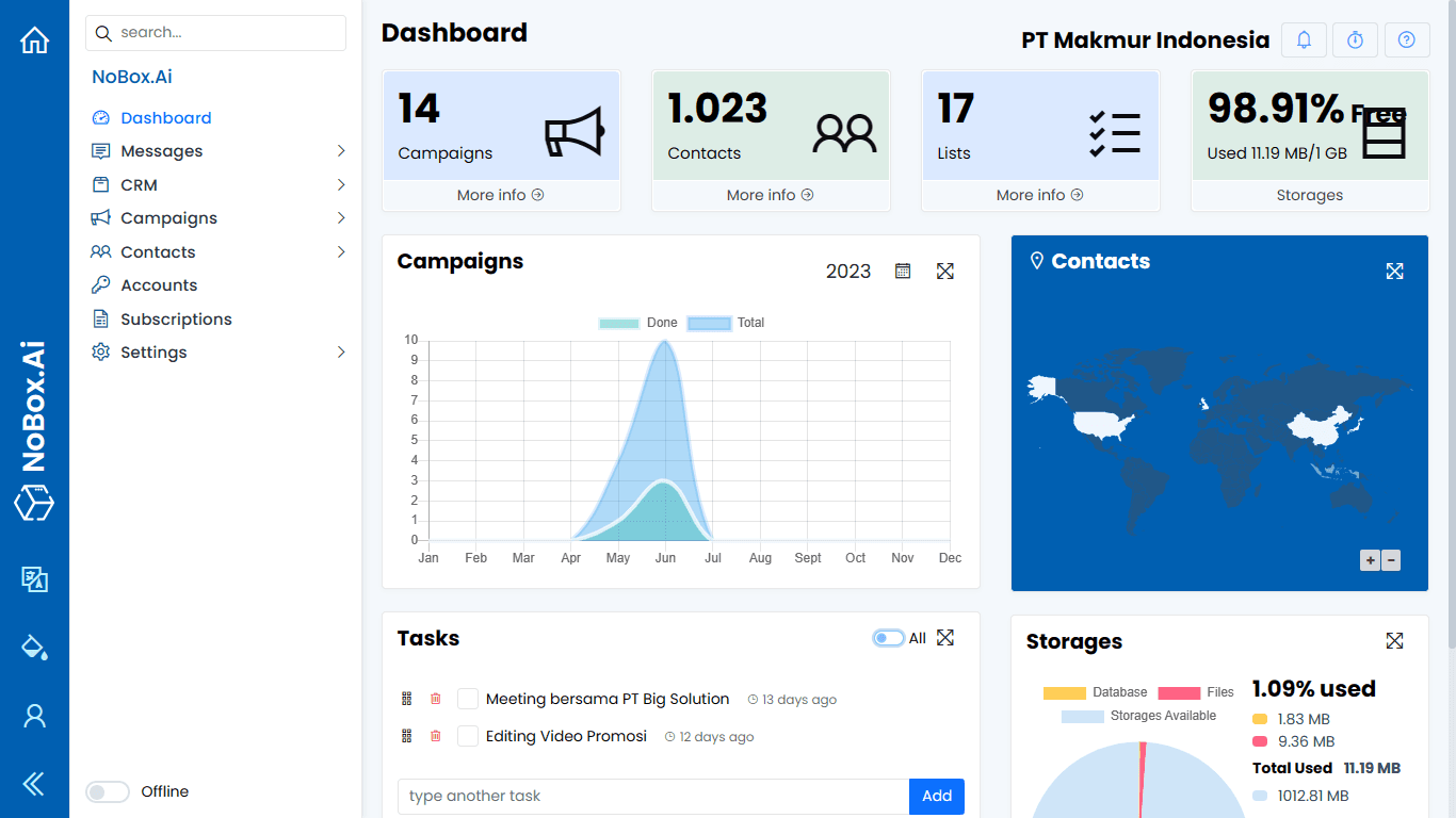 NoBox Dashboard Interface
