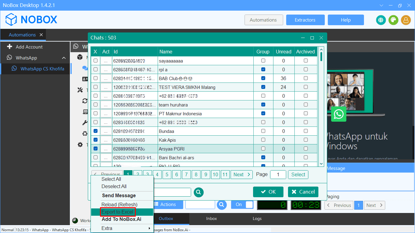 Tampilan Dasbor NoBox