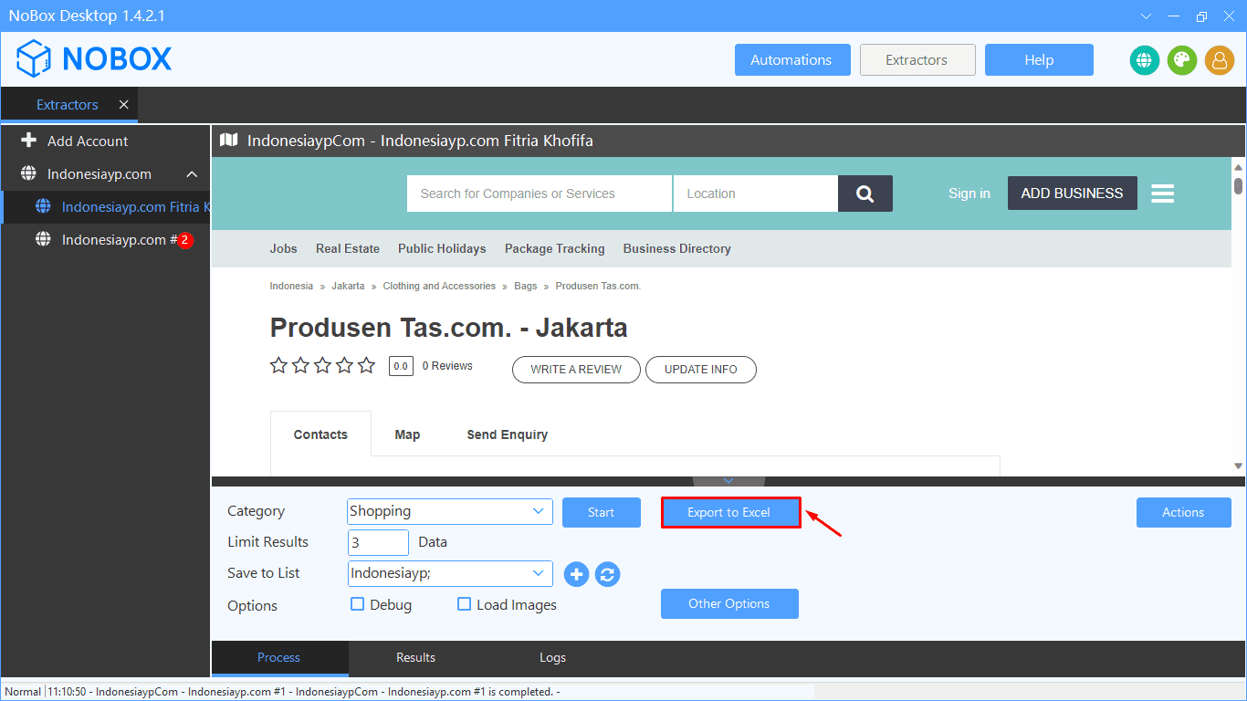 Tampilan Dasbor NoBox