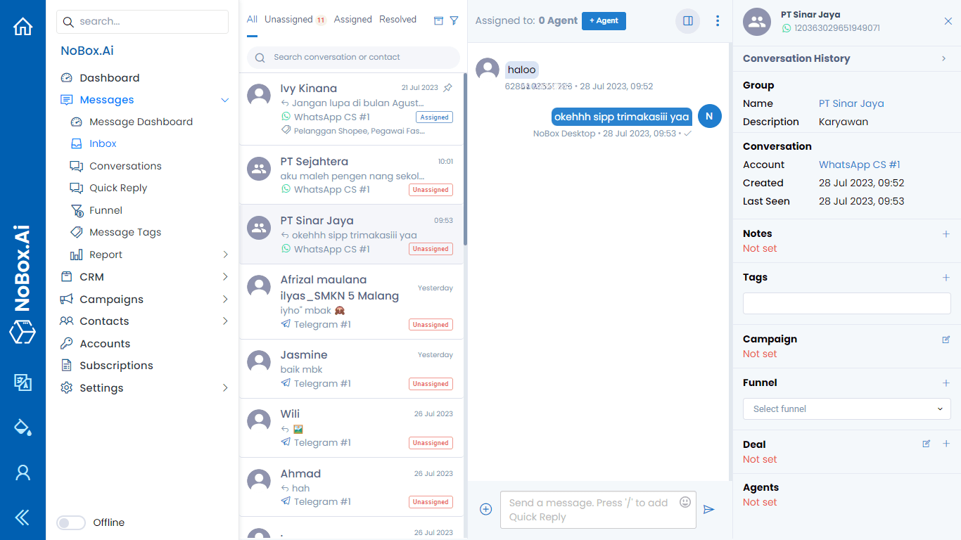 NoBox Dashboard View