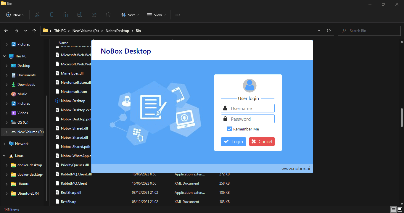 NoBox Desktop Login Interface