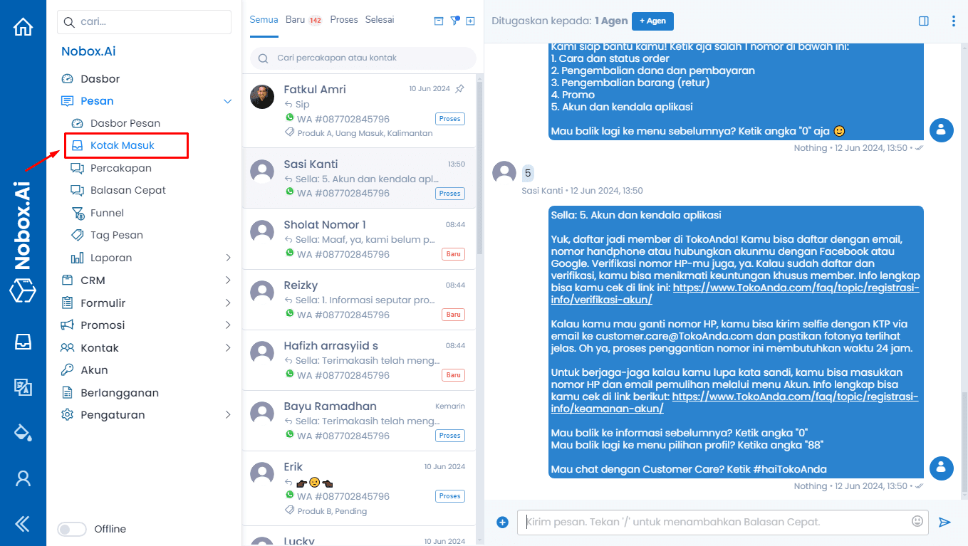 Tampilan Dasbor NoBox