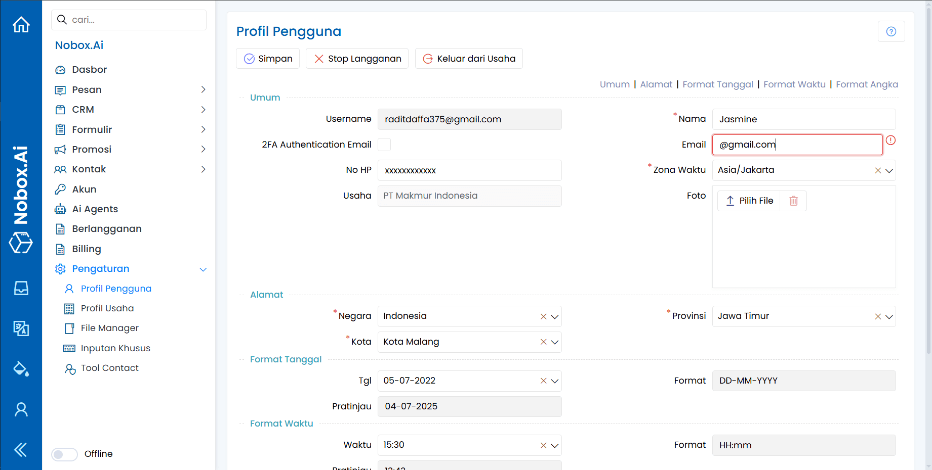 NoBox Dashboard View