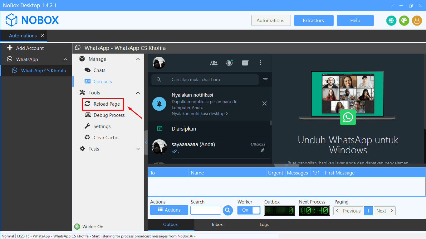 Tampilan Dasbor NoBox