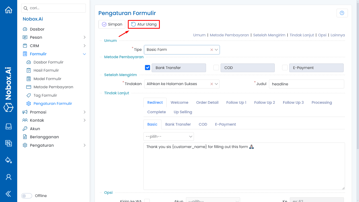 Tampilan Dasbor NoBox