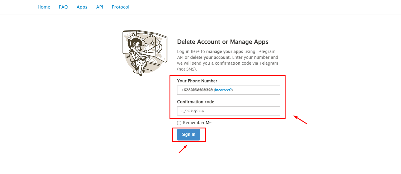 Portal Login Telegram API