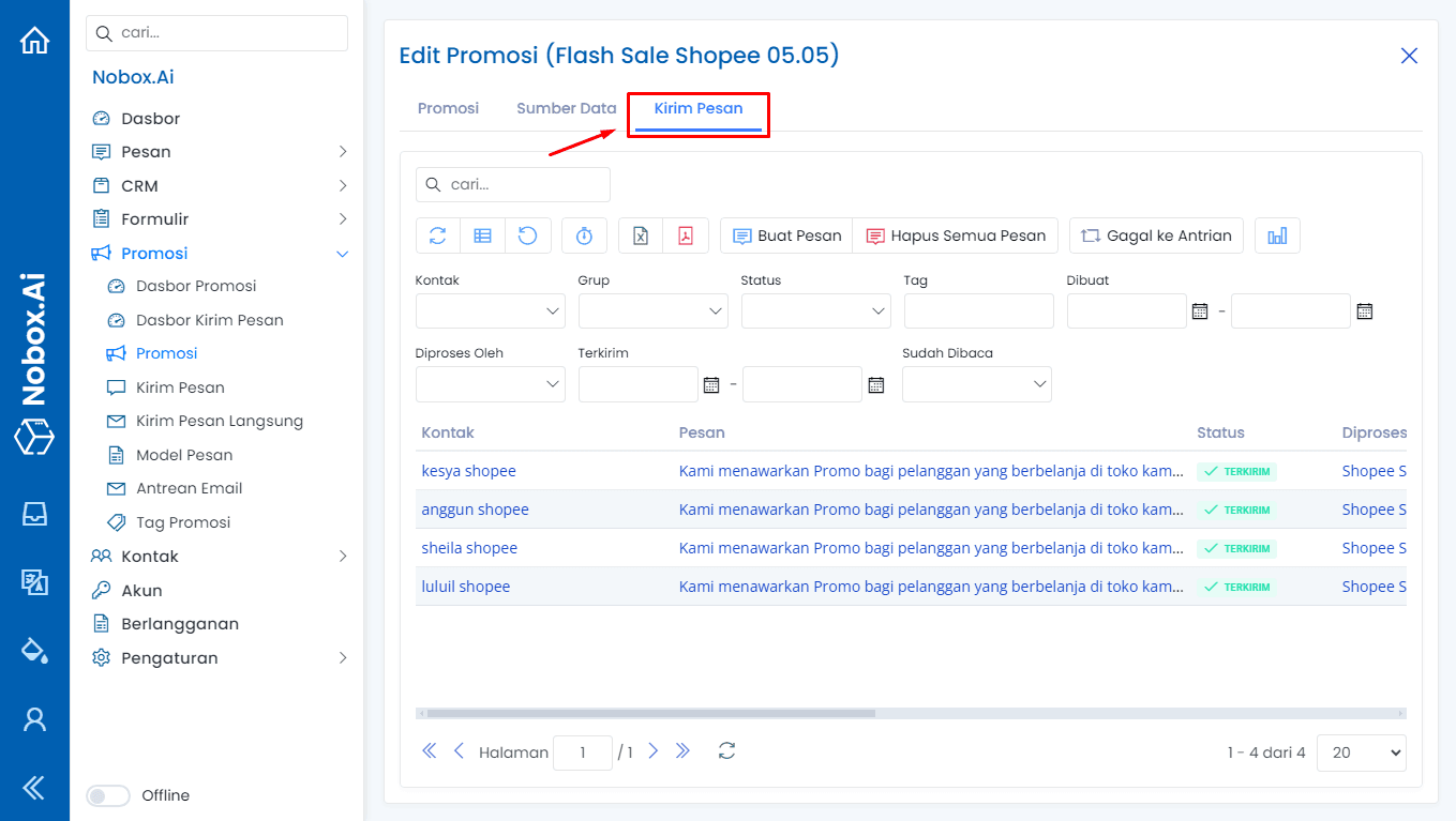 Kirim Pesan Promosi Shopee