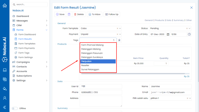 Penggunaan Inputan Khusus pada Form Kontak