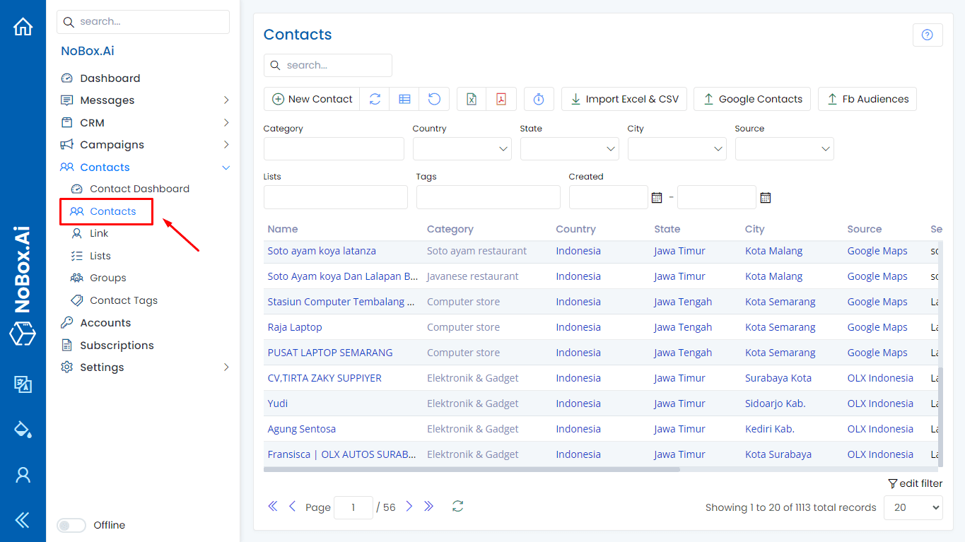 Sinkronisasi ke Web NoBox