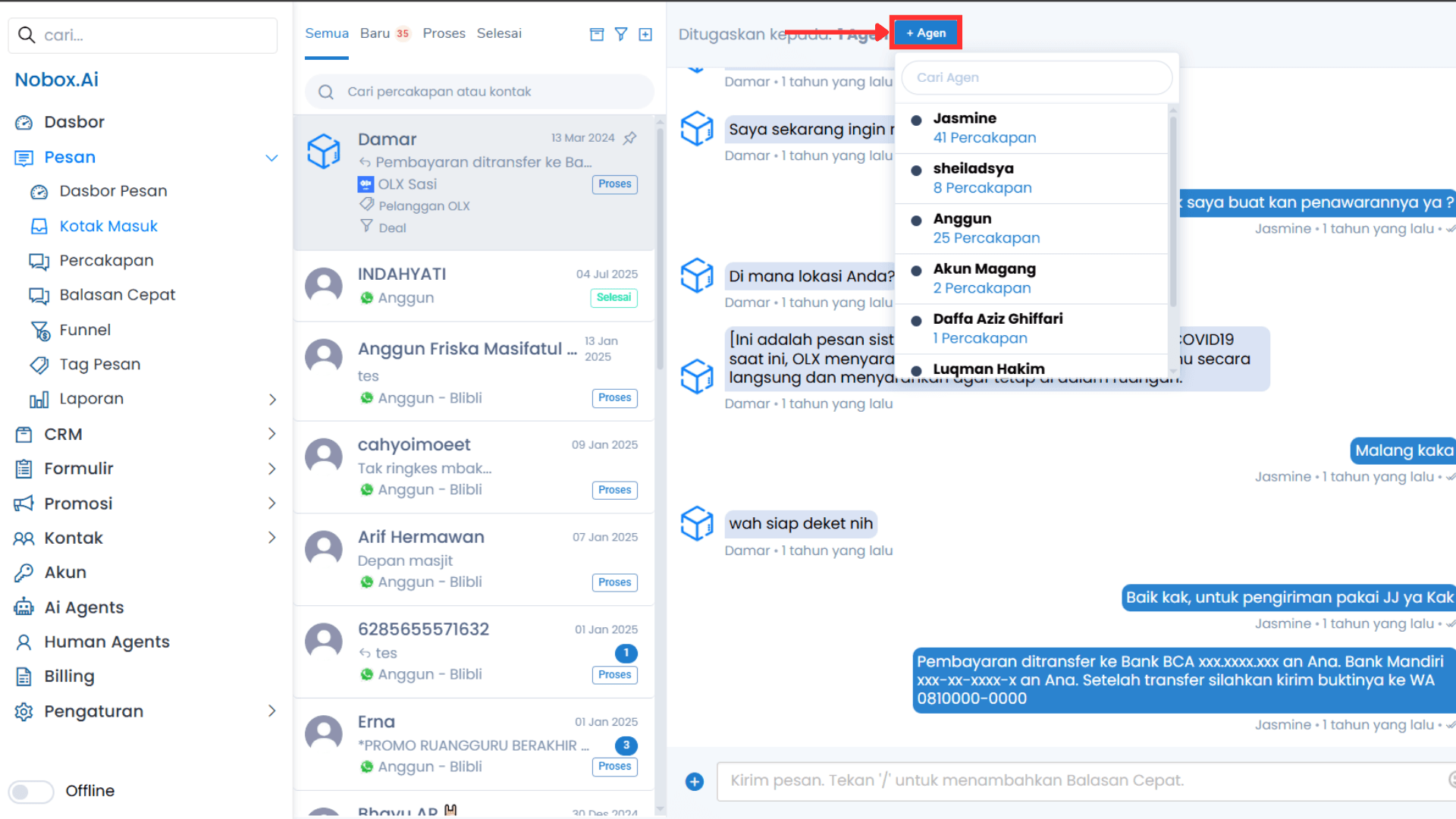 Tambah Agen ke Percakapan