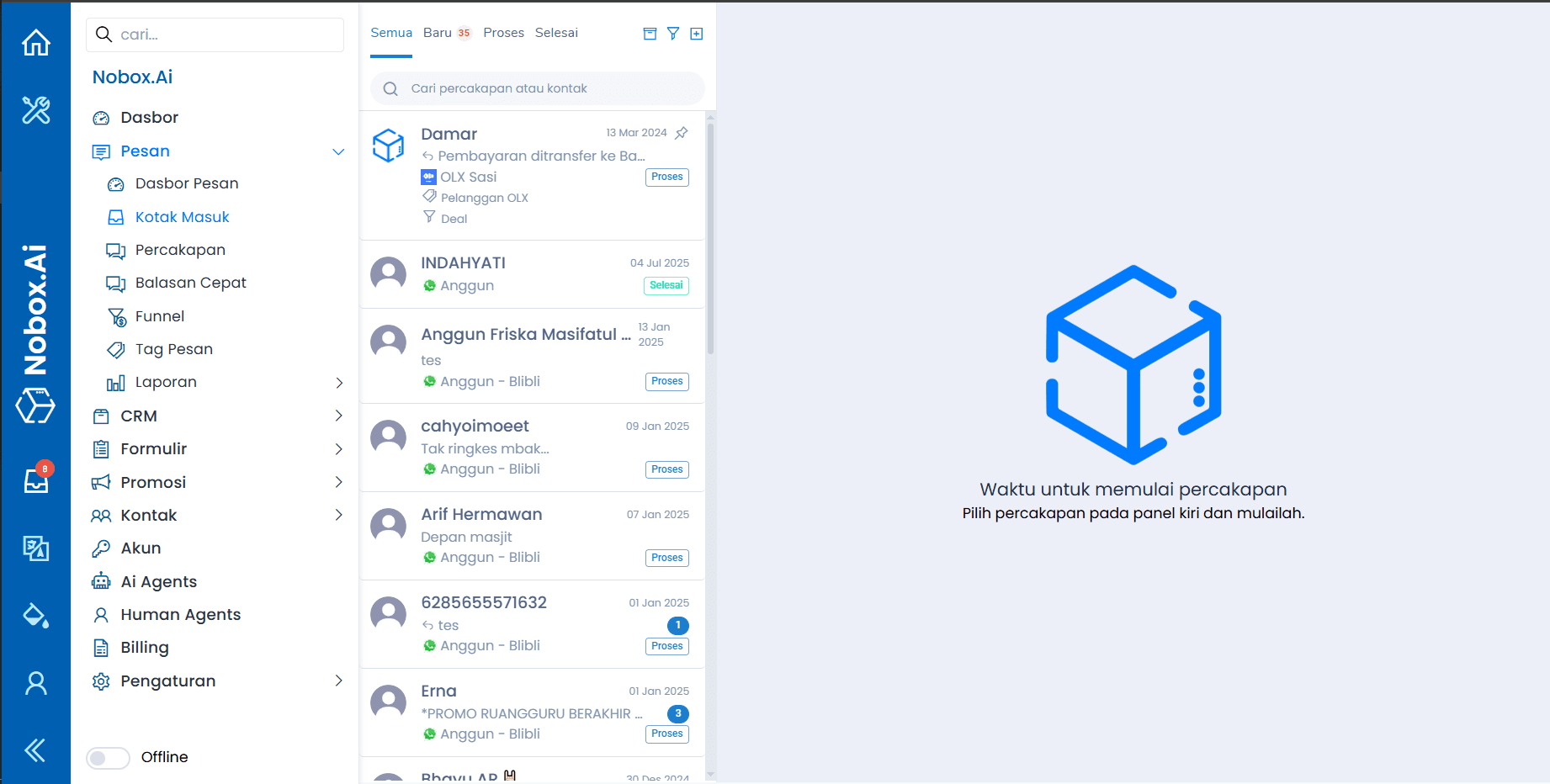 Tampilan Kotak Masuk NoBox