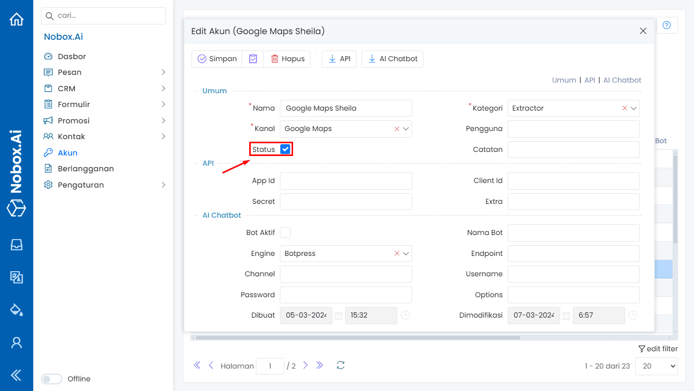Manajemen Status Akun