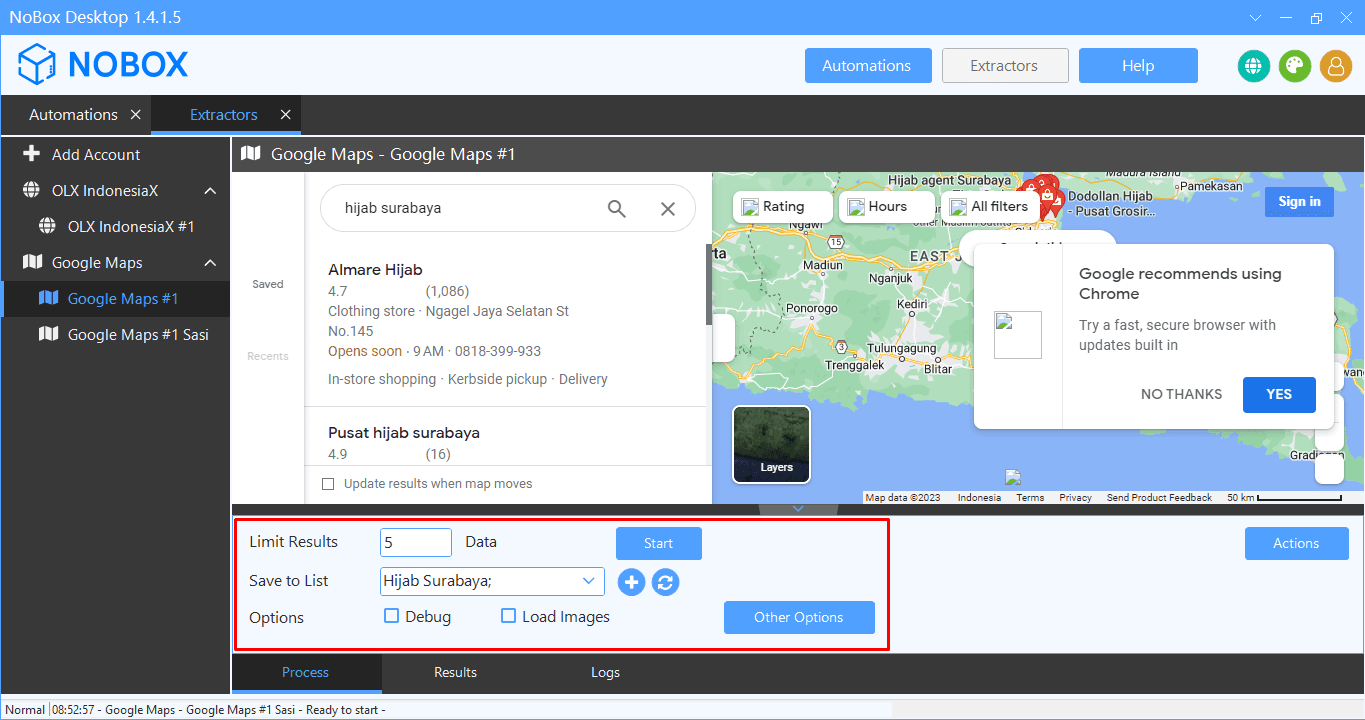 Halaman Konfigurasi Process