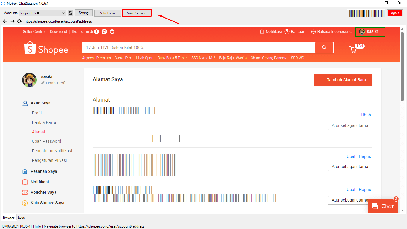 Simpan Session Shopee