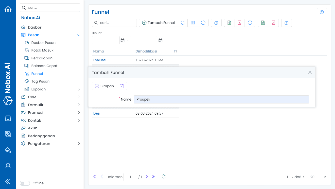 Tambah Tahapan Funnel