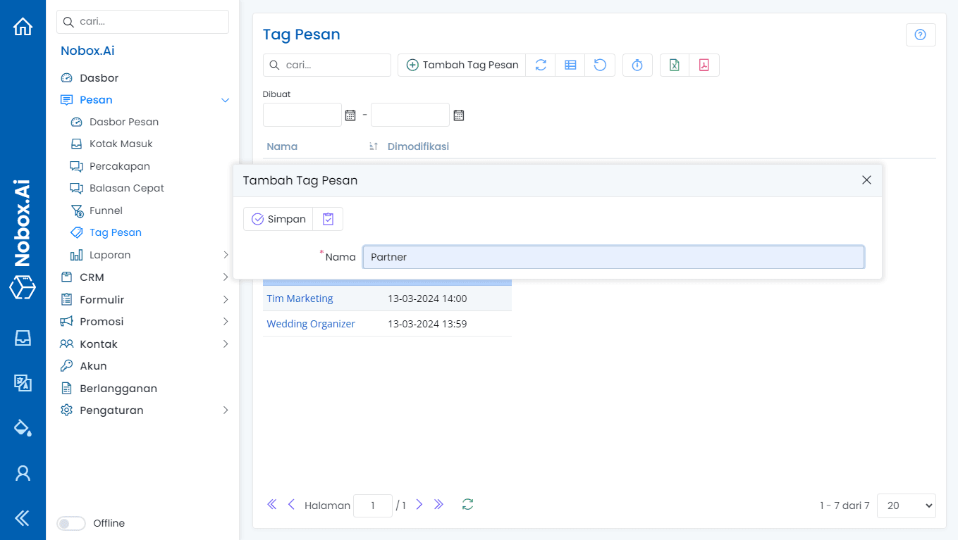 Tambah Tag Pesan Baru