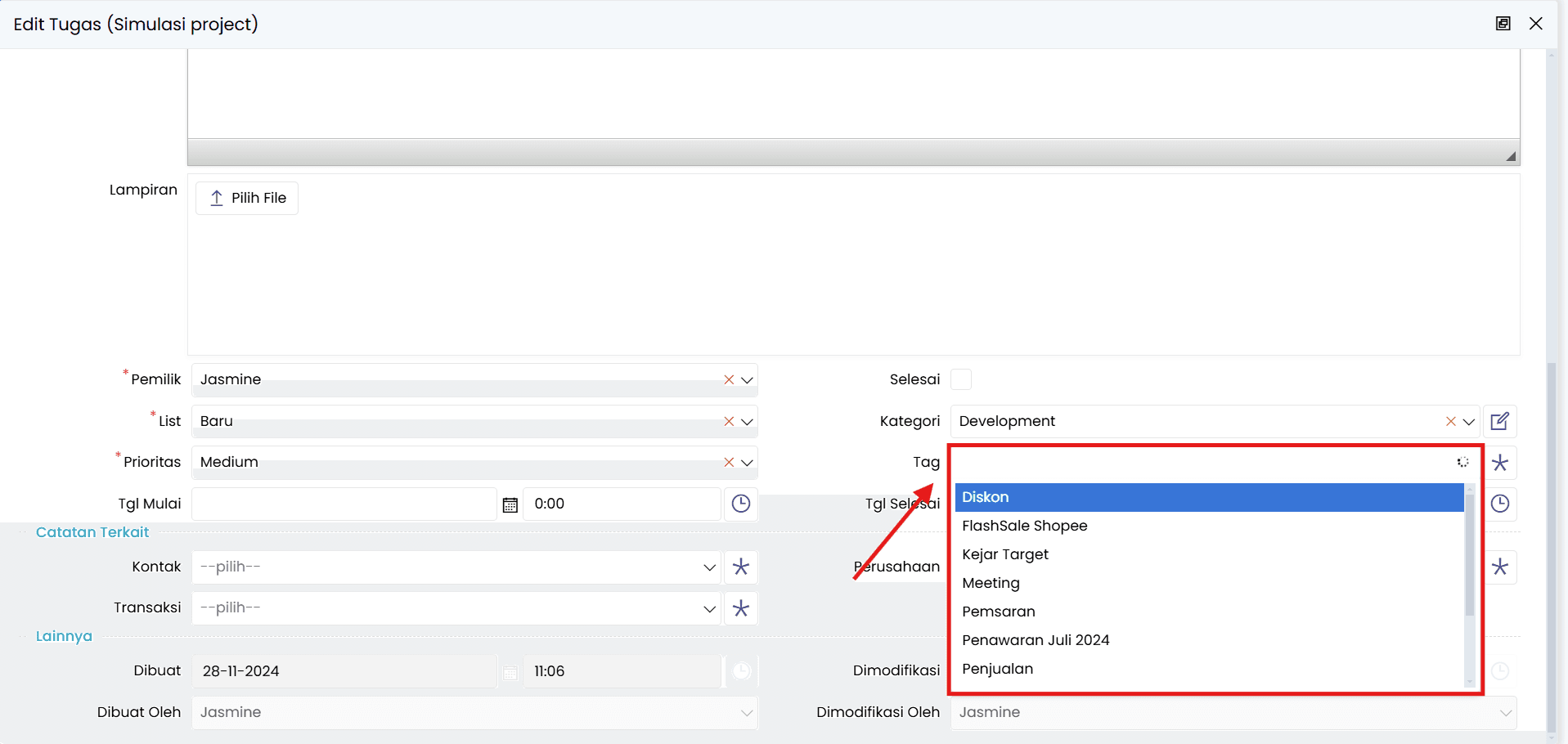 Tampilan Dasbor NoBox