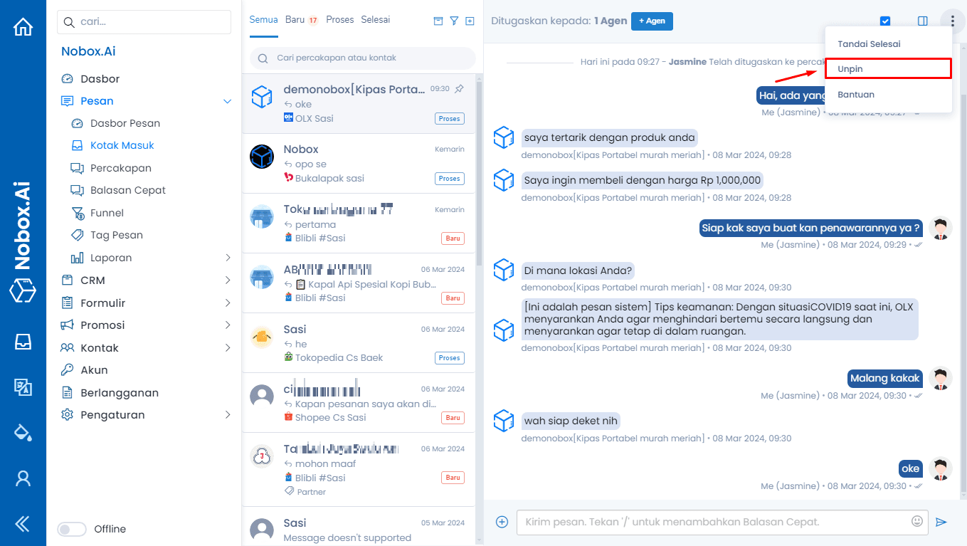 Fitur Unpin Percakapan