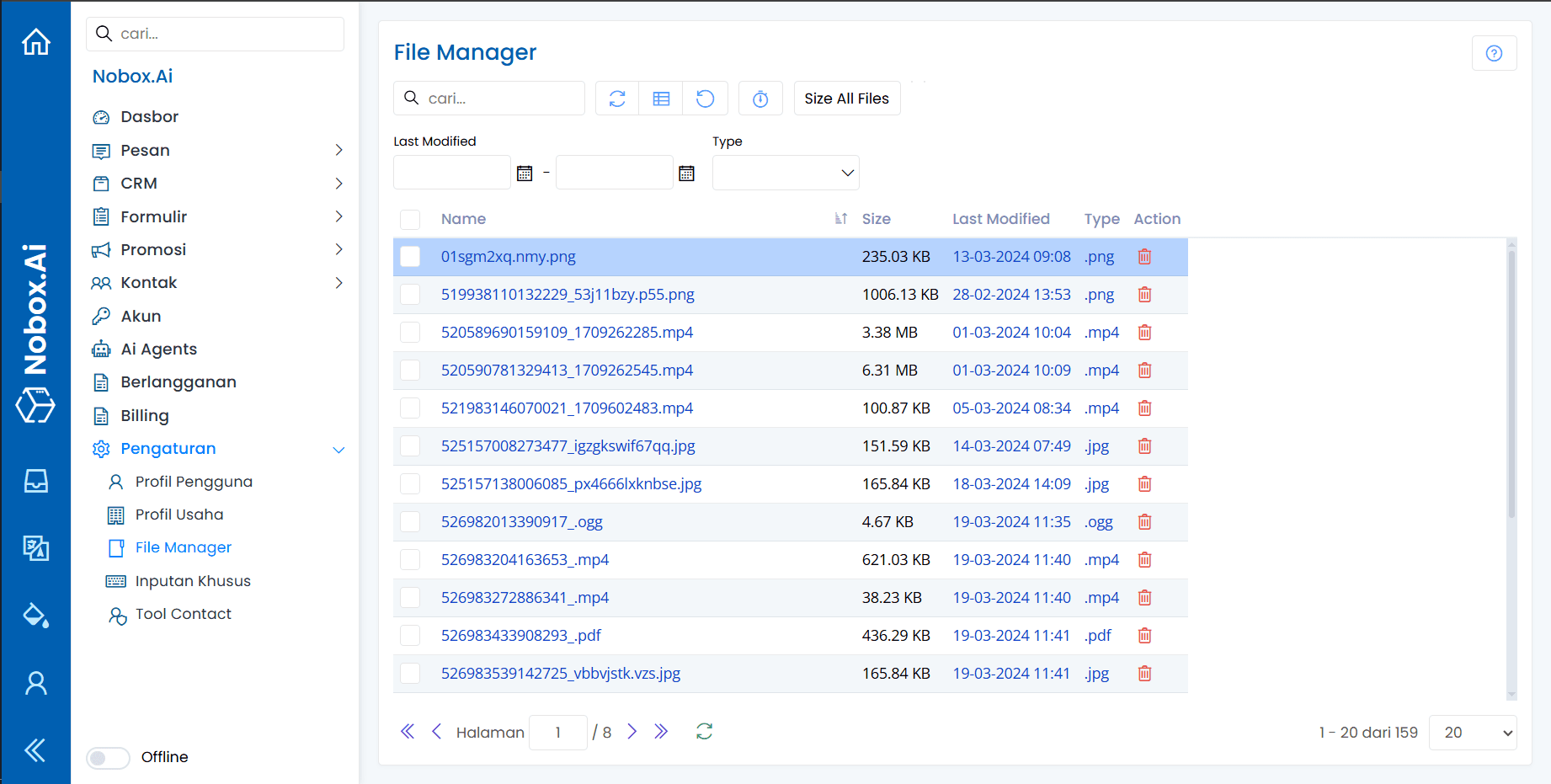 Tampilan Menu File Manager