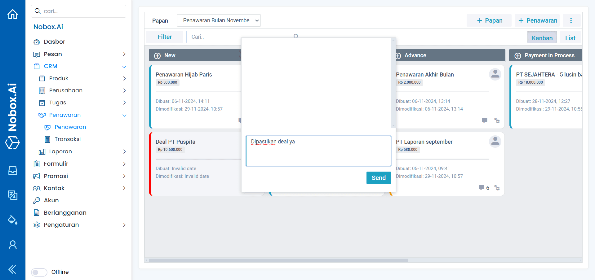 Tambah Komentar Penawaran