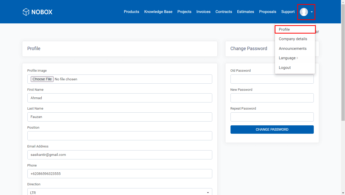 Tampilan Halaman User Profile
